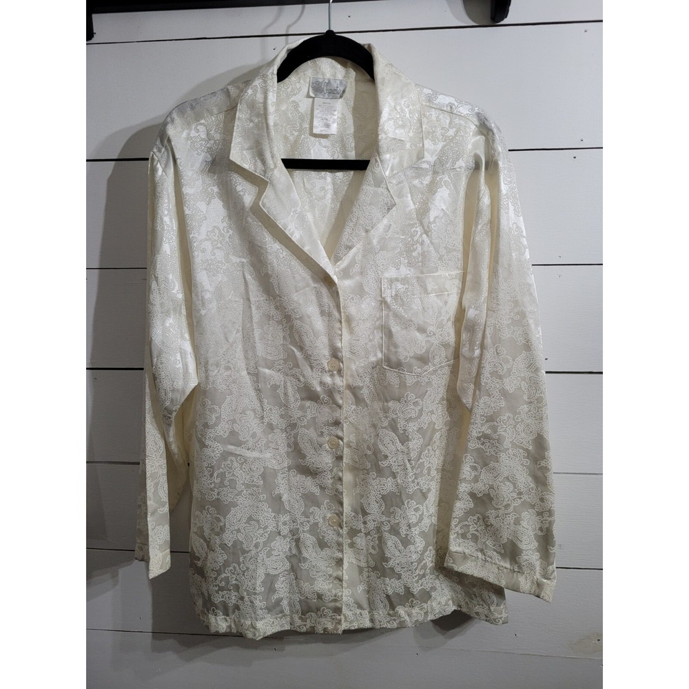 Vintage Character Large Womens Pajama Top Ivory Label Large Floral Print